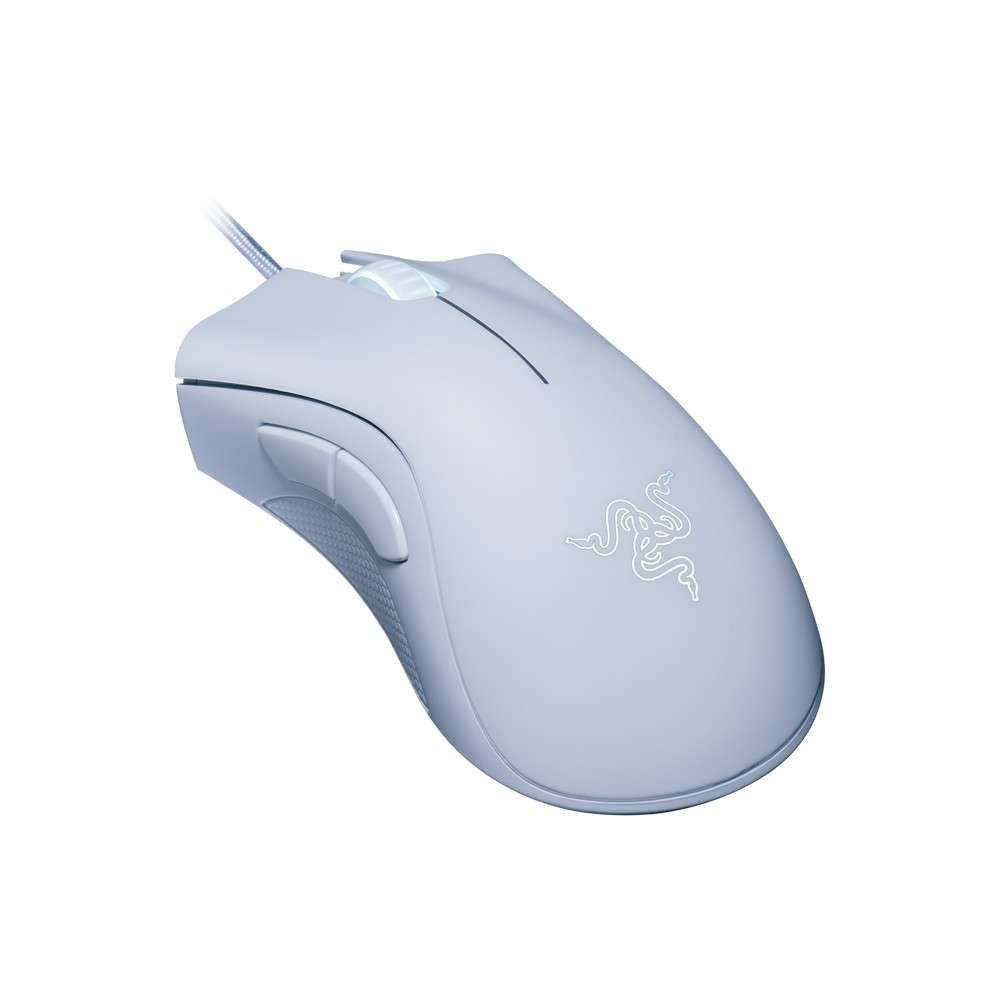 Razer DeathAdder Essential White Edition Green Backlit 6,400 DPI Optical Wired Gaming Mouse