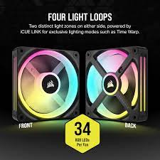Corsair QX120 iCUE Link 120mm ARGB 120mm PWM 2400 RPM Black Case Fan