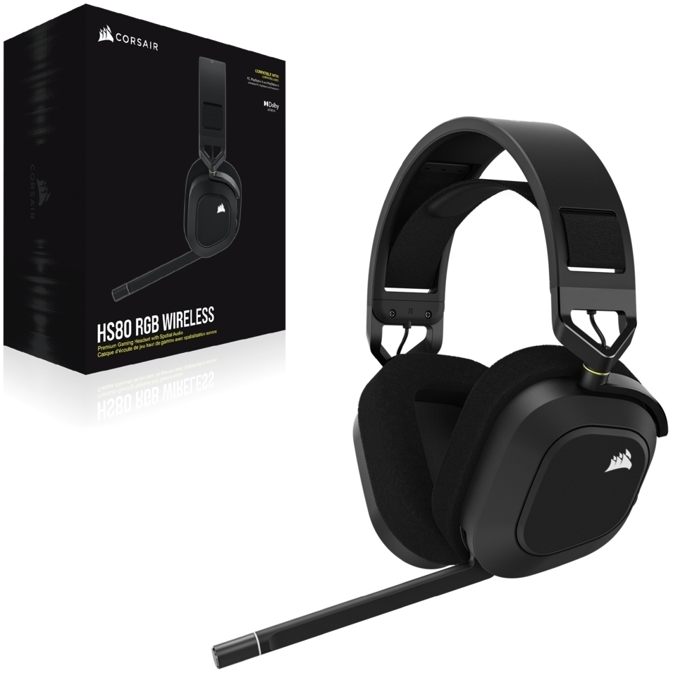 Corsair HS80 RGB Wireless Premium Carbon Black Gaming Headset