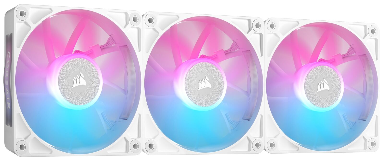Corsair RX120 RGB iCUE Link 120mm PWM 2100 RPM White Case Fan - Triple Pack & System Hub
