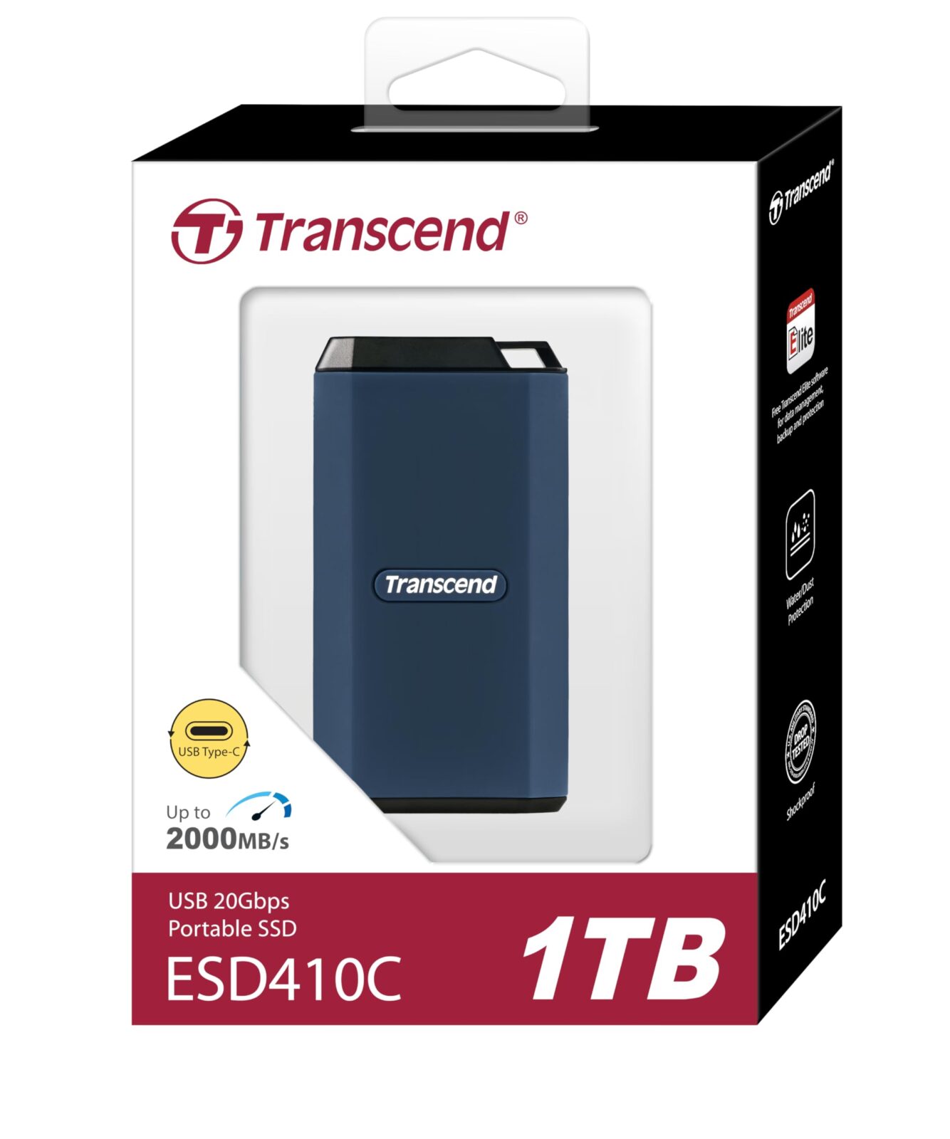 Transcend ESD410C 1TB USB 20Gbps Type-C IPX5 Dark Blue External Solid State Drive