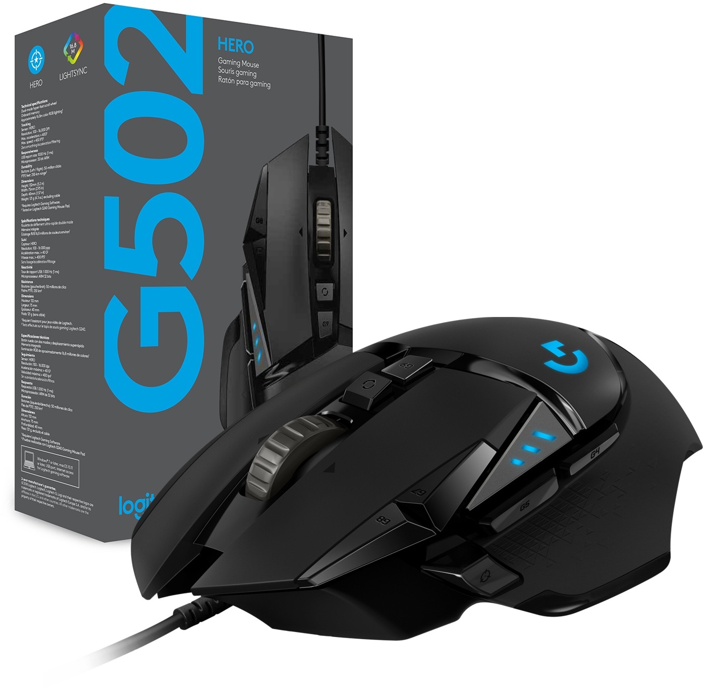 Logitech G502 HERO 25k High Performance Black Wired Gaming Mouse