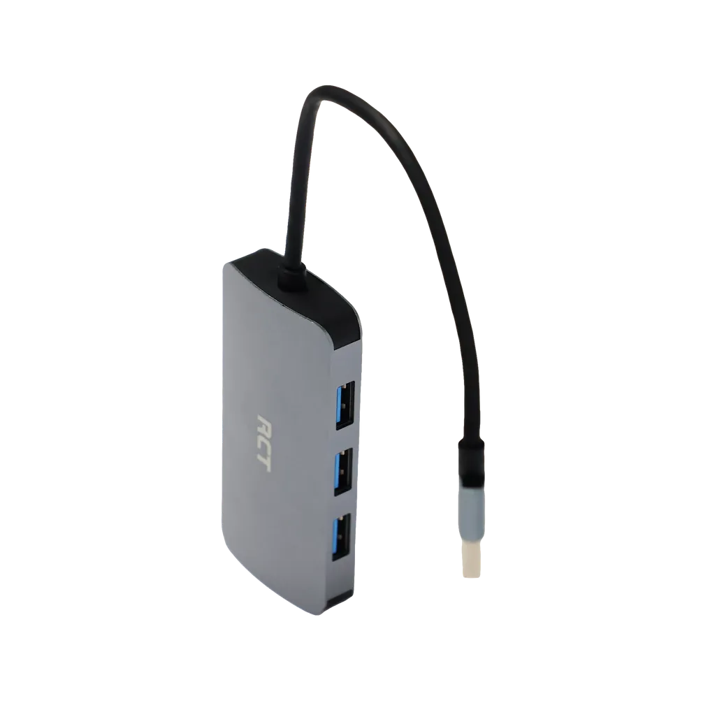 RCT USB Type-A to RJ45 Adapter with 3-Port USB 3.0 Type-A Hub