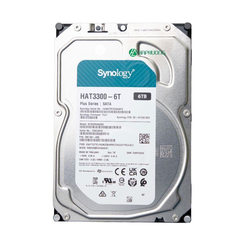 Synology Plus Series 6TB SATA 6Gb/s 256MB Cache 3.5" 5400RPM CMR Internal NAS Hard Drive