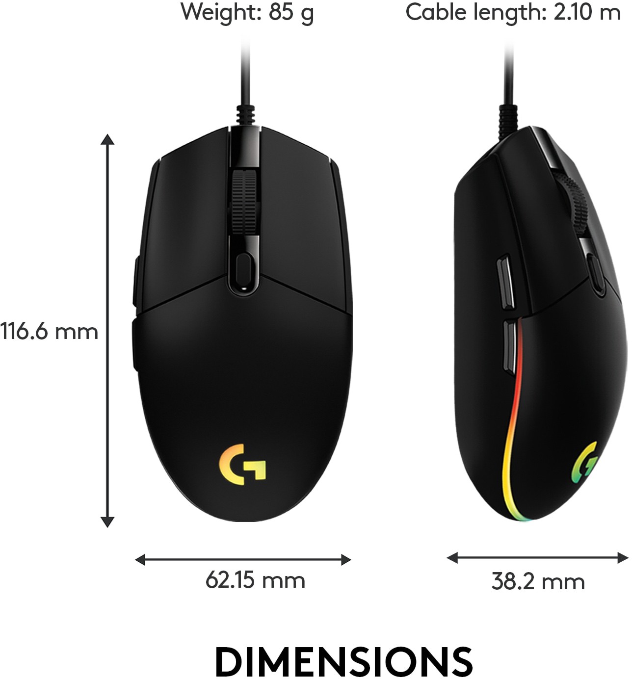 Logitech G102 LIGHTSYNC 8,000 DPI RGB Black Wired Gaming Mouse