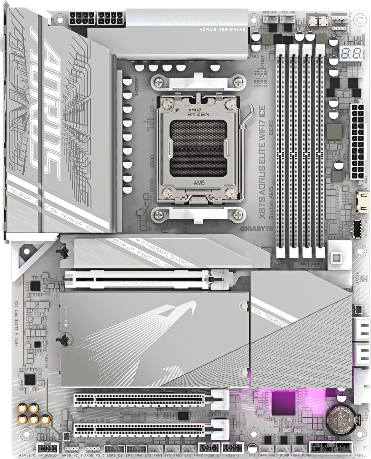 Gigabyte X870 AORUS ELITE WIFI 7 ICE AMD X870 Ryzen Socket AM5 ATX Desktop Motherboard