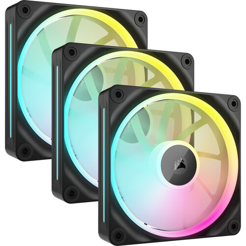 Corsair LX120 RGB iCUE LINK 120mm PWM 2400 RPM Black Case Fan - Triple Pack & System Hub