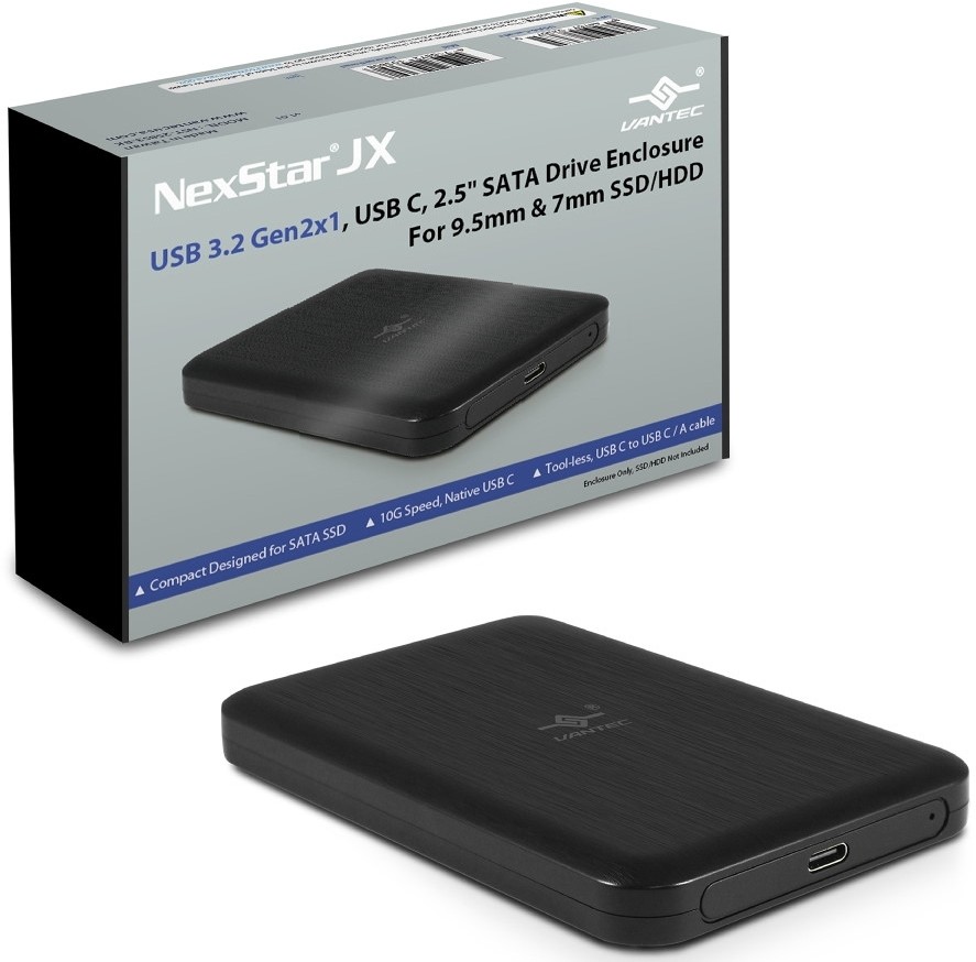 Vantec NexStar JX USB Type-C 3.2 Gen 2 10Gbps 2.5" SATA Portable Hard Drive Enclosure