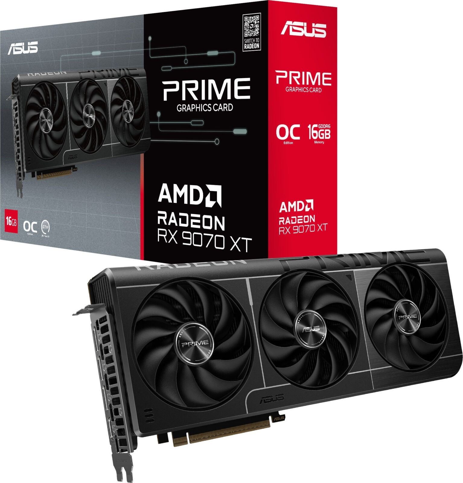 ASUS Radeon RX 9070 XT PRIME OC 16GB GDDR6 256-Bit PCIe 5.0 Desktop Graphics Card