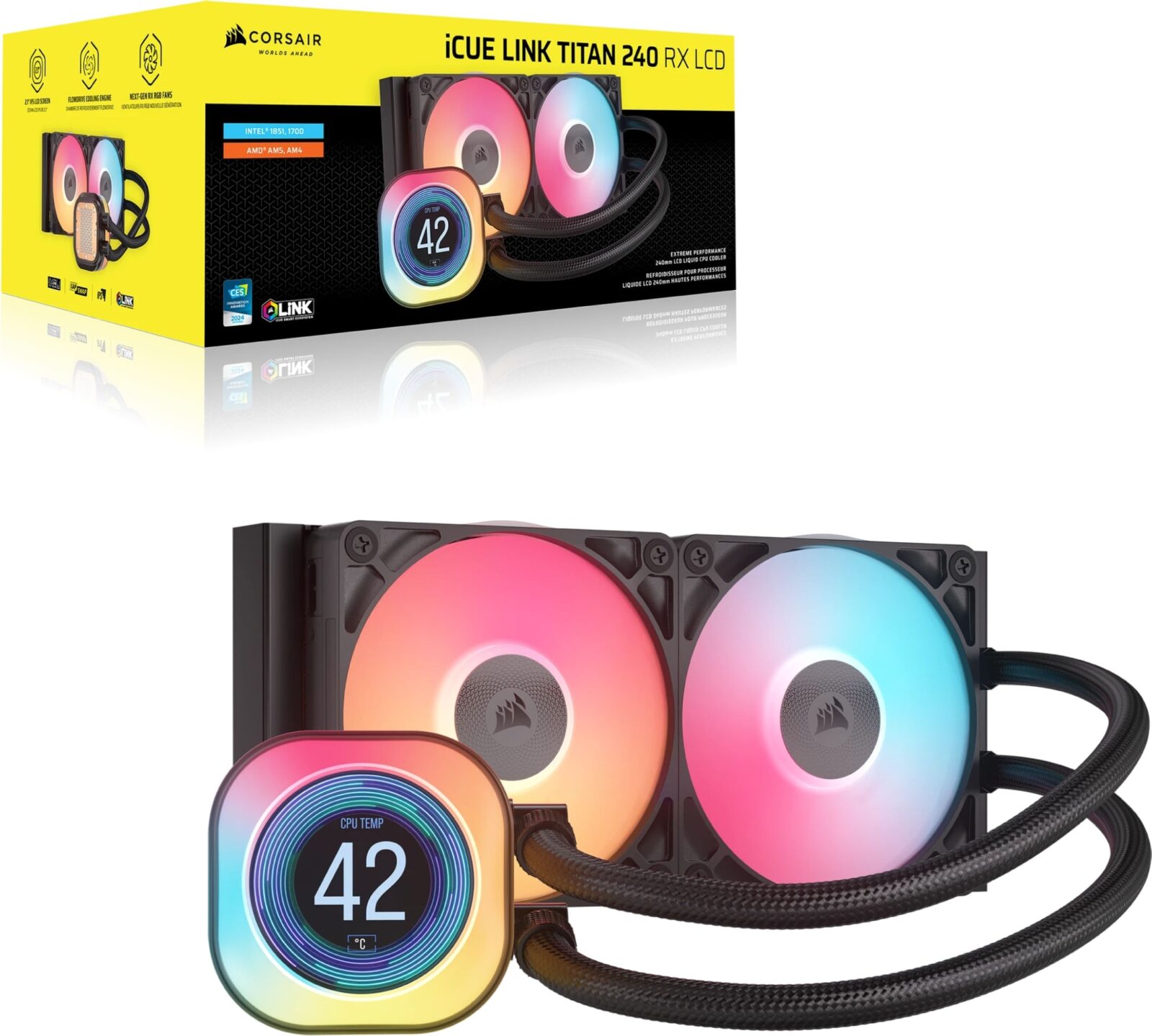 Corsair iCUE LINK TITAN 240 RX LCD 240mm Black Liquid CPU Cooler