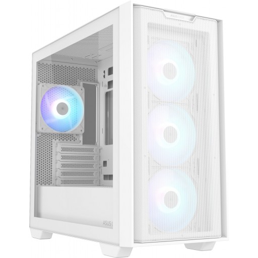 ASUS A21 PLUS Clear Tempered Glass Mesh Steel White Micro-ATX Mid-Tower Desktop Chassis