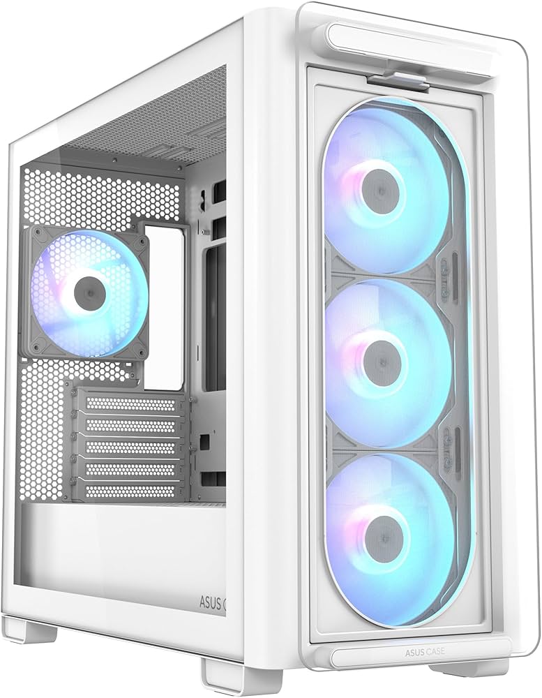 ASUS A21 PLUS Clear Tempered Glass Mesh Steel White Micro-ATX Mid-Tower Desktop Chassis