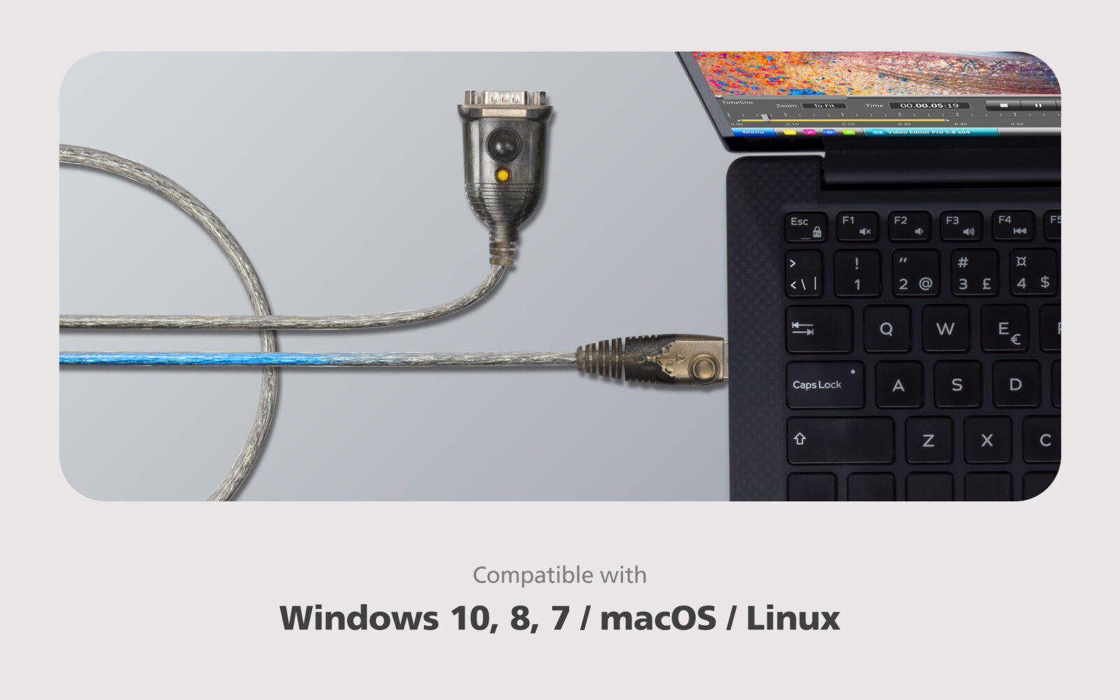 Aten USB Type-A Male to RS-232/DB-9 Serial Male Adapter Cable (13.8")
