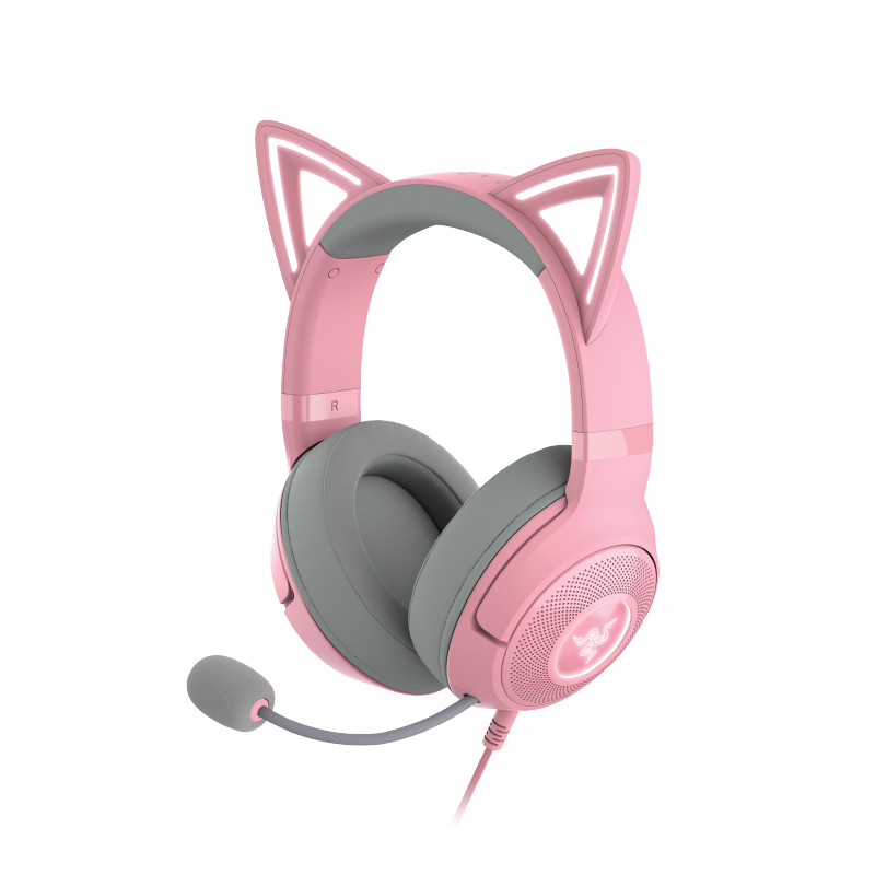 Razer Kraken Kitty V2 USB Wired RGB Headset: Chroma Kitty Ears - Quartz