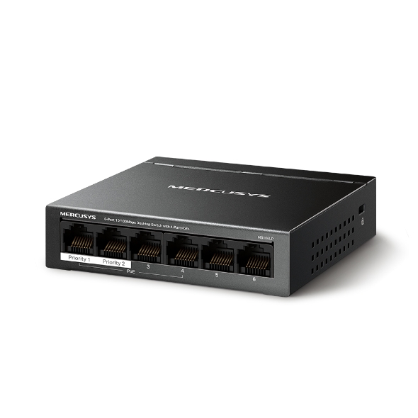 Mercusys MS106LP 6-Port 10/100Mbps Desktop Switch with 4-Port PoE+