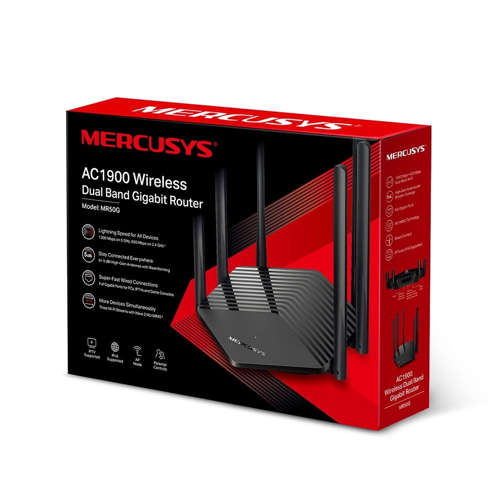 Mercusys MR50G AC1900 Dual-Band WiFi 5 (802.11ac) 3x3 MU-MIMO Gigabit Wireless Router