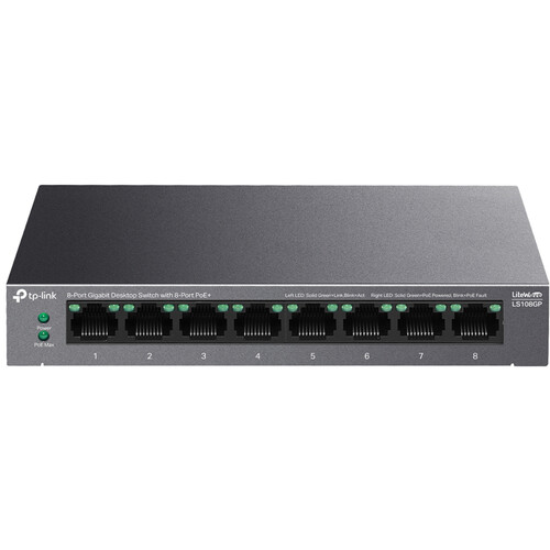 TP-Link LS108GP 8-Port Gigabit Desktop Switch with 8-Port PoE+