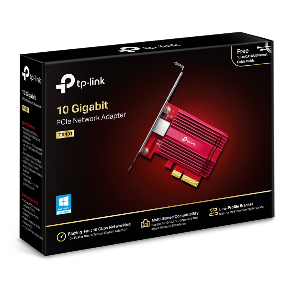 TP-Link TX401 10 Gigabit Ethernet RJ-45 PCIe 3.0 x4 Low Profile Network Adapter