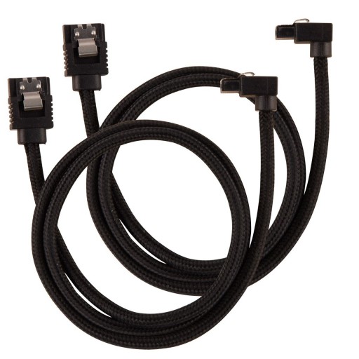Corsair Premium Sleeved SATA 6Gbps 60cm 90° Connector Black SATA Cable