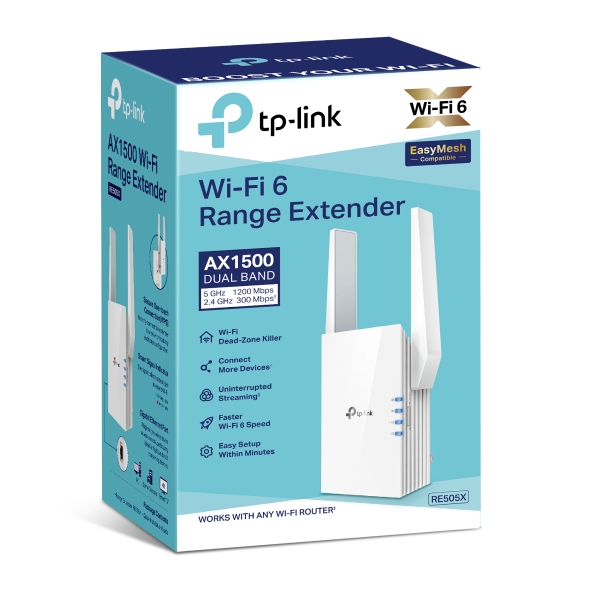 TP-Link RE505X AX1500 Dual-Band WiFi 6 OneMesh Range Extender