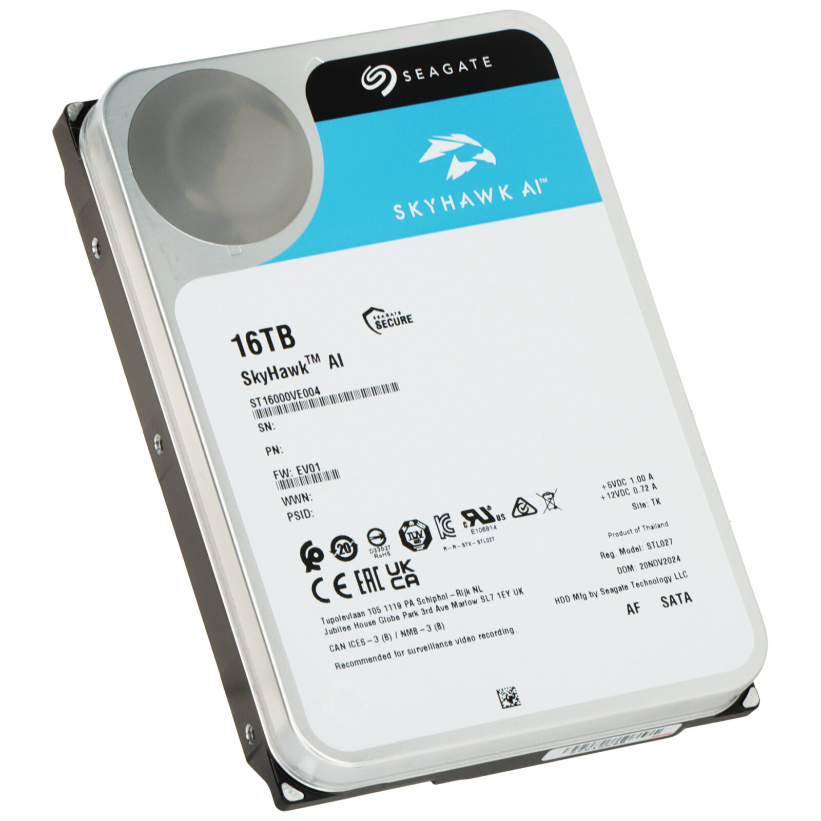 Seagate Skyhawk AI 16TB 3.5" 7200rpm 512MB Cache SATA 6Gb/s Surveillance Hard Drive