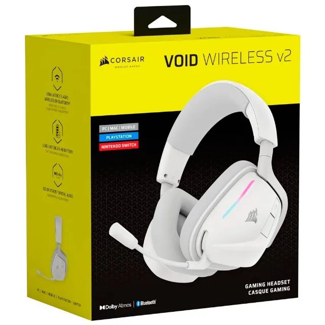 Corsair VOID WIRELESS v2 White Dolby Atmos Spatial Audio Gaming Headset
