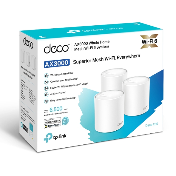 TP-Link Deco X50-PoE AX3000 Whole Home Mesh Wi-Fi 6 System with PoE - 3-pack