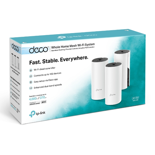 TP-Link Deco M4 AC1200 WiFi 5 Dual-Band Whole Home Mesh Gigabit White Wireless Router - 3-Pack