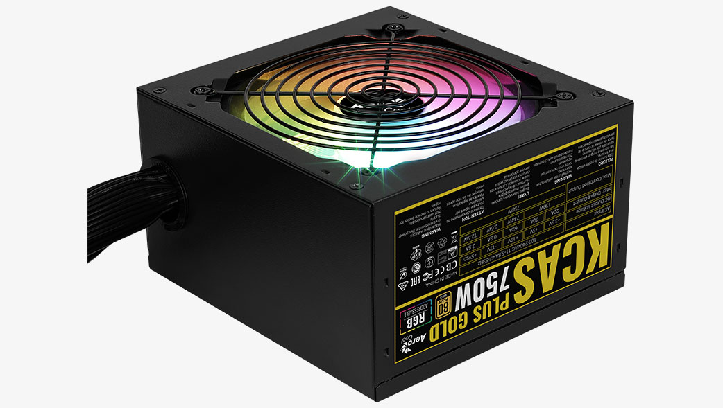 Aerocool KCAS PLUS Gold 750W RGB Non-Modular ATX Power Supply Unit