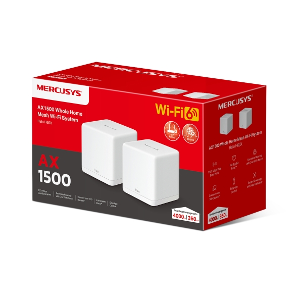 Mercusys Halo H60X AX1500 Whole Home Mesh WiFi 6 System - 2-Pack