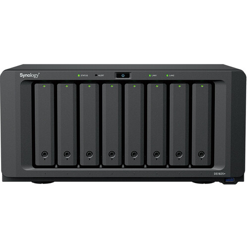 Synology DS1825+ 8-Bay 3.5" SATA AMD Ryzen V1500B 2.2GHz 4-Core 8GB (1x8GB) DDR4 ECC 2.5 Gigabit Ethernet NAS Server