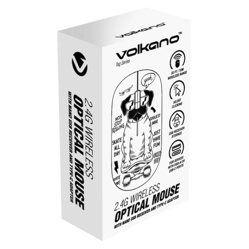 Volkano Tag Series 2.4G USB-C Wireless Optical Mouse Pug