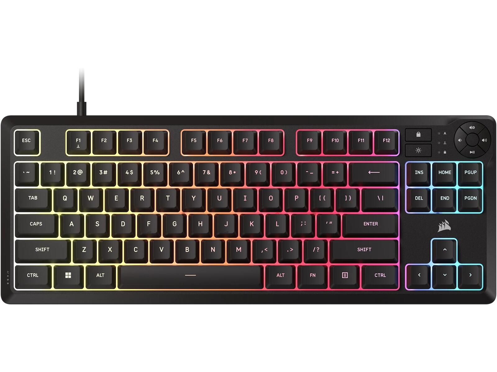 Corsair K55 Core TKL RGB Wired Gaming Membrane Keyboard with 8-zone RGB backlighting - Black