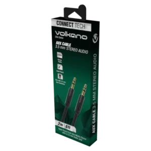 Volkano Slim Series 3.5mm Aux Stereo Cable 2m Black Volkano Slim Series 3.5mm Aux Stereo Cable 2m Black