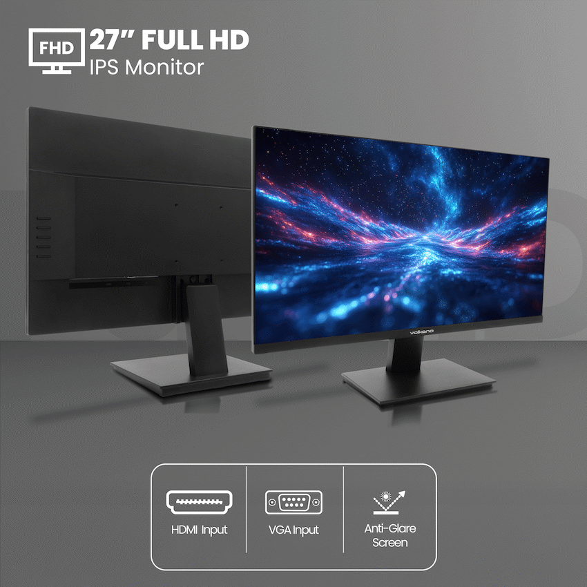 Volkano 27" Full HD IPS Monitor with HDMI/VGA, 100 Hz