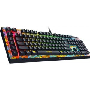 Razer BlackWidow V4 X Chroma RGB Pokémon Kanto Starters Green Clicky USB Wired Black Mechanical Gaming Keyboard