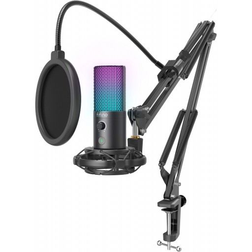 Fifine T669 Pro 3 RGB Cardioid Condenser Microphone with Adjustable Scissor Arm Stand Shock Mount