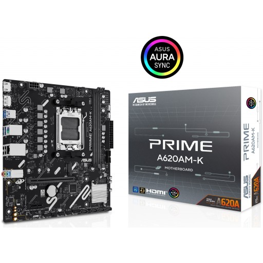 ASUS PRIME A620AM-K AMD A620 Ryzen Socket AM5 Micro-ATX Desktop Motherboard