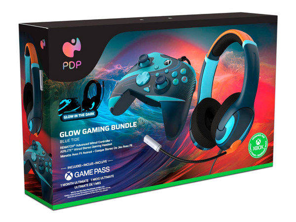 PDP Rematch Controller and Airlite Wired Headset Gaming Bundle Blue