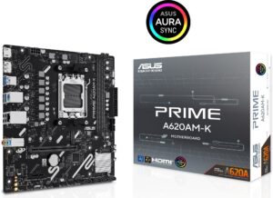 ASUS PRIME A620AM-K AMD A620 Ryzen Socket AM5 Micro-ATX Desktop Motherboard
