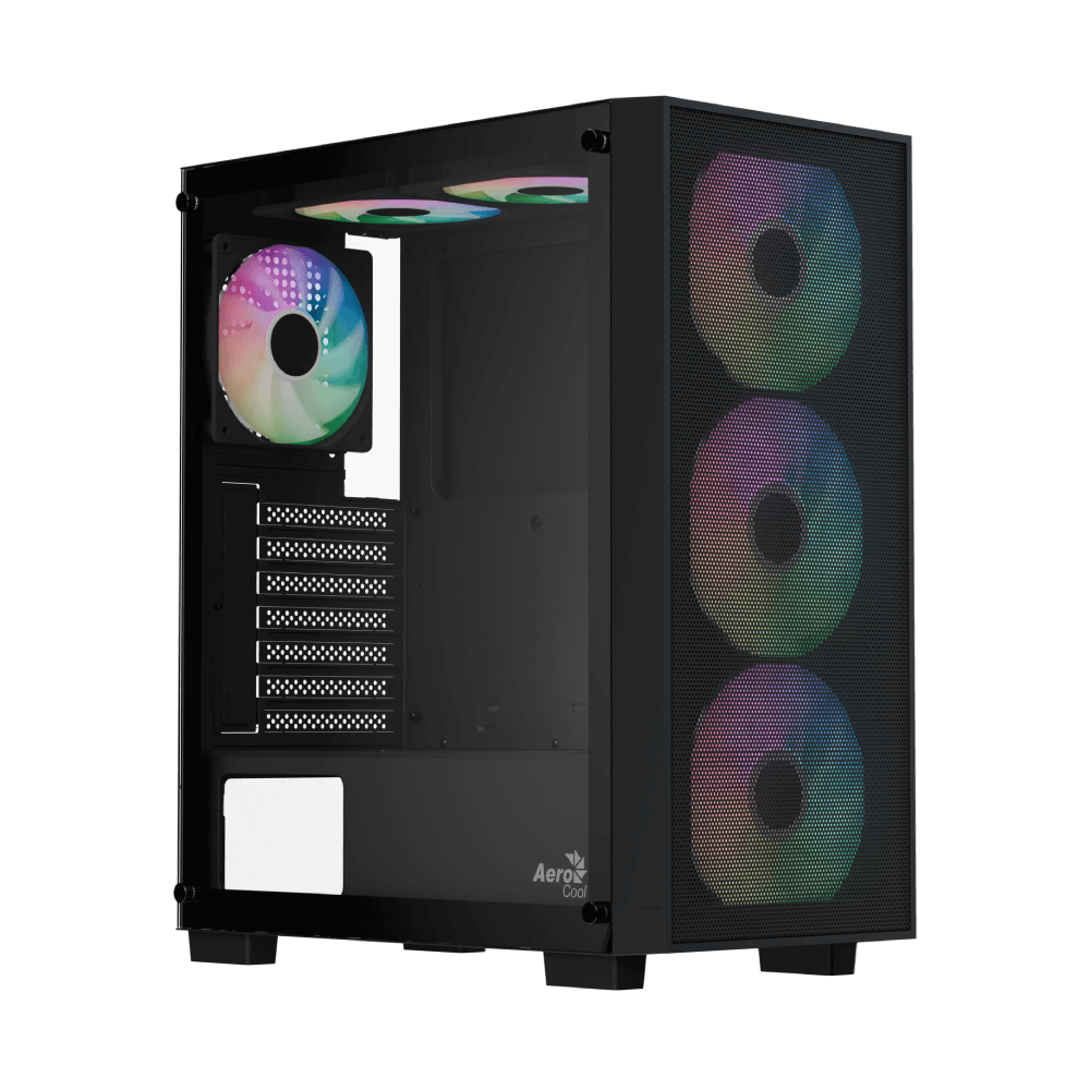 Aerocool B509A Flow ARGB ATX Mid Tower Gaming PC Case Black