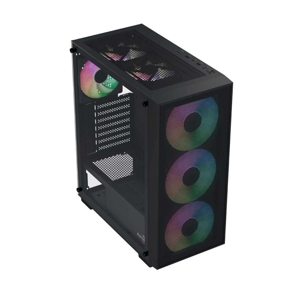 Aerocool B509A Flow ARGB ATX Mid Tower Gaming PC Case Black
