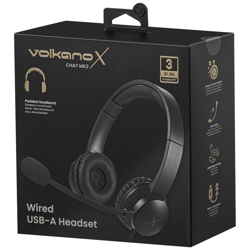 VolkanoX Chat Mk2 Series Wired USB Headset – Graphite