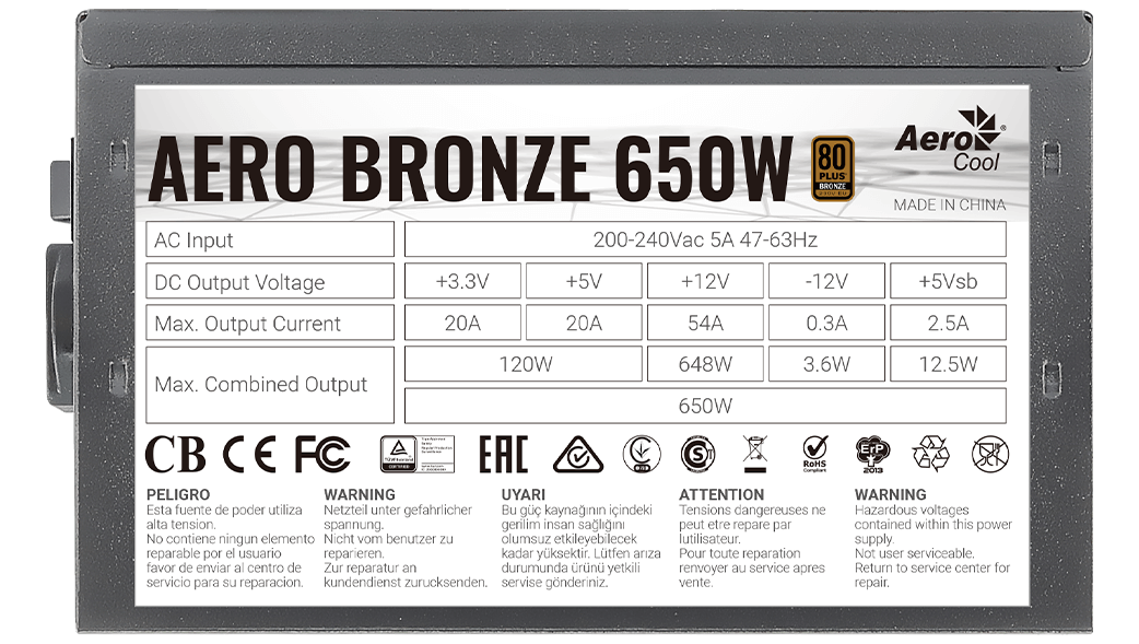 AeroCool Aero Bronze 650W Desktop Power Supply