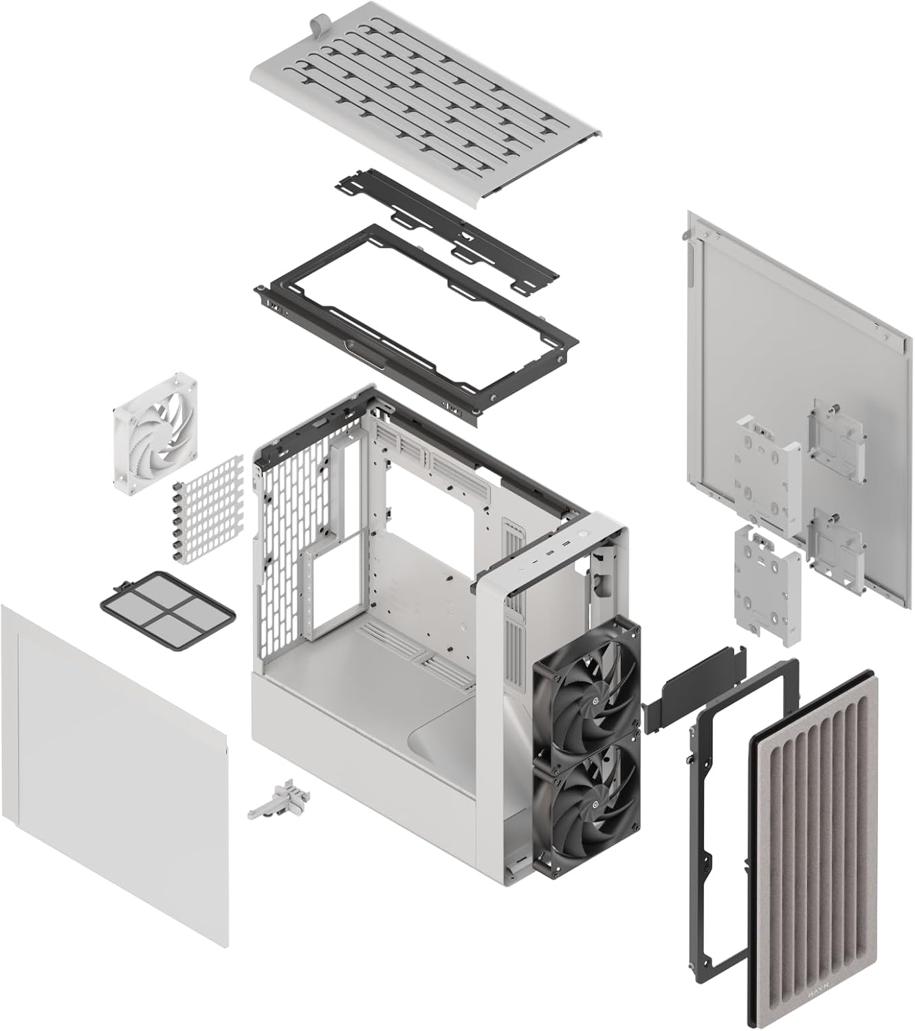 HAVN BF 360 Flow Tempered Glass White SGCC Steel E-ATX Mid Tower Desktop Chassis