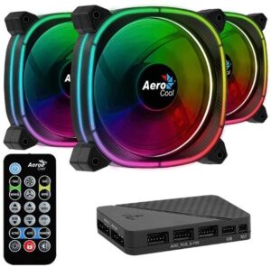 Aerocool Astro 12 Pro - Black - 3x 12cm ARGB fans & 1x H66F Hub & Remote control