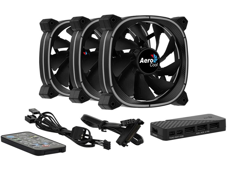 Aerocool Astro 12 Pro - Black - 3x 12cm ARGB fans & 1x H66F Hub & Remote control