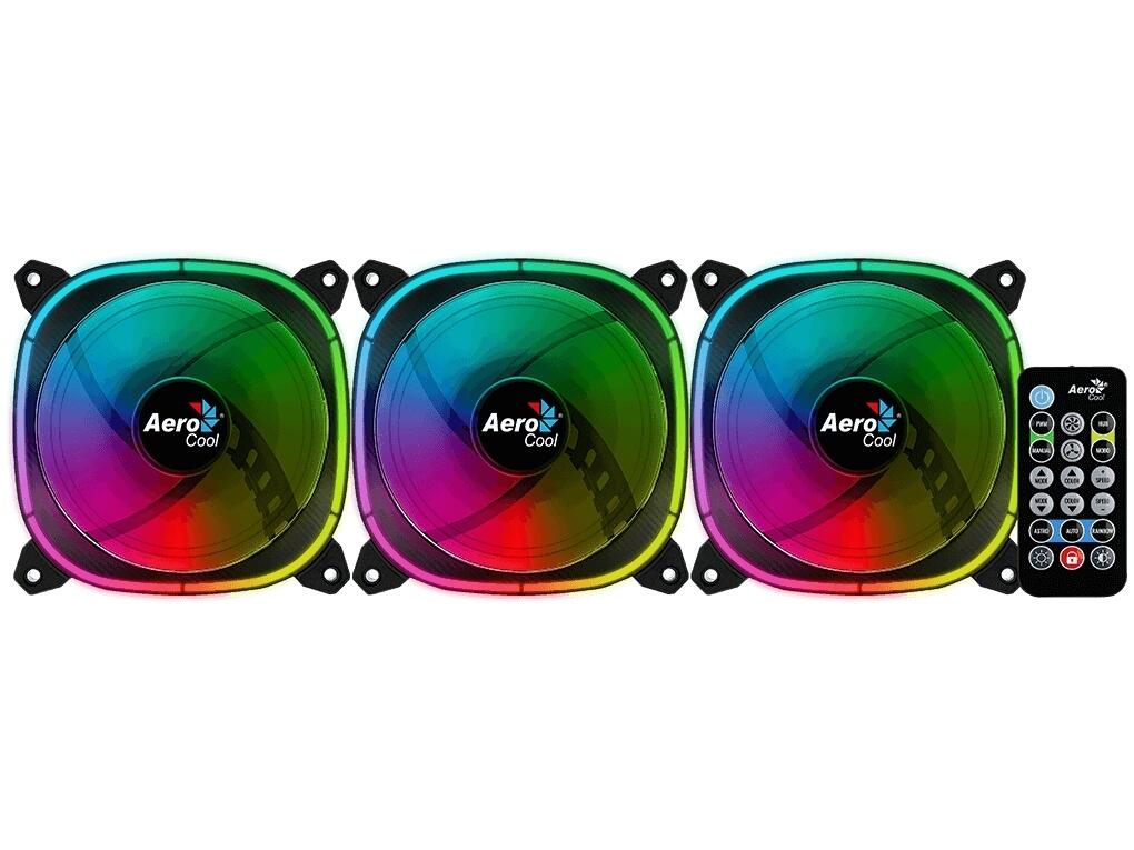 Aerocool Astro 12 Pro - Black - 3x 12cm ARGB fans & 1x H66F Hub & Remote control