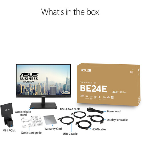 ASUS BE24ECSBT 24" Full HD (1920x1080) 75Hz 5ms IPS Touch Anti-Glare USB Type-C Black Desktop Monitor