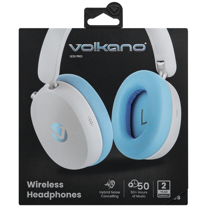 Volkano Lexi Pro Hybric ANC Wireless Headset - White/Blue